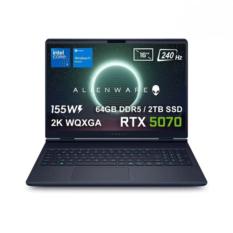Dell Alienware 16X Aurora Intel Core Ultra 9-275HX GeForce RTX 5070 8GB 155W 64GB DDR5 2TB SSD 16 inç 2K WQXGA 240Hz 3ms WVA W11 Home Gaming Laptop (AC16251-CU932157Wv3) – 2 Yıl Yerinde Servis Garantisi