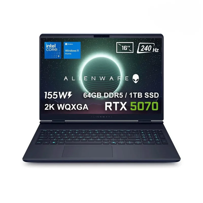 Dell Alienware 16X Aurora Intel Core Ultra 9-275HX GeForce RTX 5070 8GB 155W 64GB DDR5 1TB SSD 16 inç 2K WQXGA 240Hz 3ms WVA W11 Home Gaming Laptop (AC16251-CU932157Wv2) – 2 Yıl Yerinde Servis Garantisi