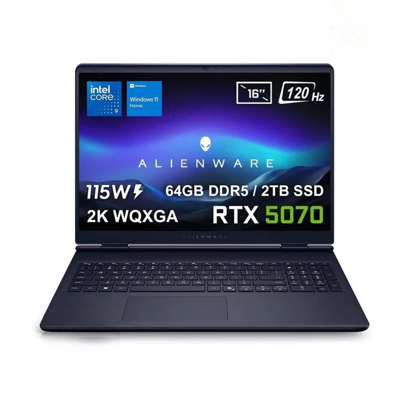 Dell Alienware 16 Aurora Intel Core 9-270H GeForce RTX 5070 8GB 115W 64GB DDR5 2TB SSD 16 inç 2K WQXGA 120Hz WVA W11 Home Gaming Laptop (AC16250-C932157Wv3) – 2 Yıl Yerinde Servis Garantisi