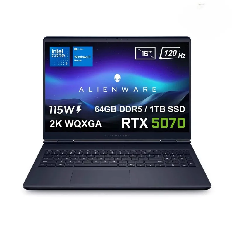 Dell Alienware 16 Aurora Intel Core 9-270H GeForce RTX 5070 8GB 115W 64GB DDR5 1TB SSD 16 inç 2K WQXGA 120Hz WVA W11 Home Gaming Laptop (AC16250-C932157Wv2) – 2 Yıl Yerinde Servis Garantisi