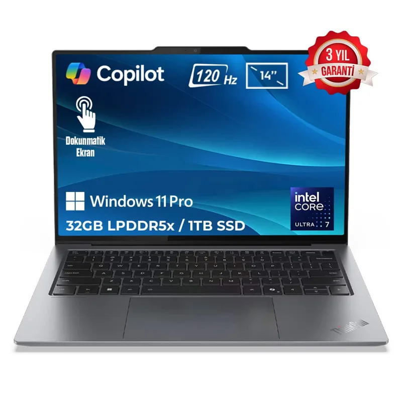 Lenovo ThinkPad X9-14 G1 Intel Core Ultra 7-258V 32GB LPDDR5x 1TB SSD 14 inç 2.8K 120Hz OLED W11 Pro Copilot Dokunmatik Laptop (21QA0025TX)