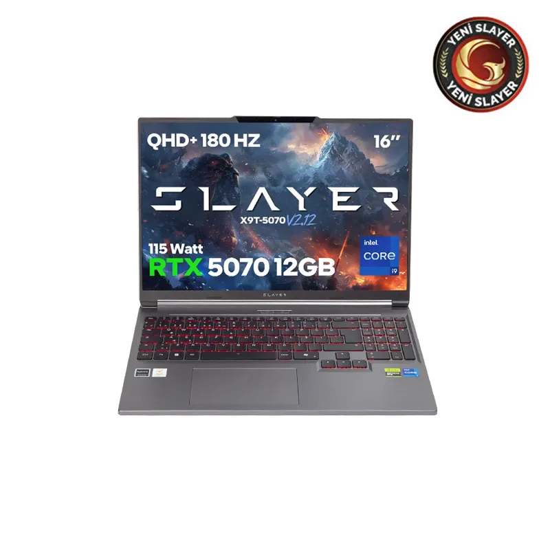 Game Garaj Slayer X9T-5070 v2.12 C6 Intel Core i9 14900HX RTX5070 12GB 32GB RAM 1TB SSD 16'' QHD+ 180Hz FreeDos Oyuncu Laptop