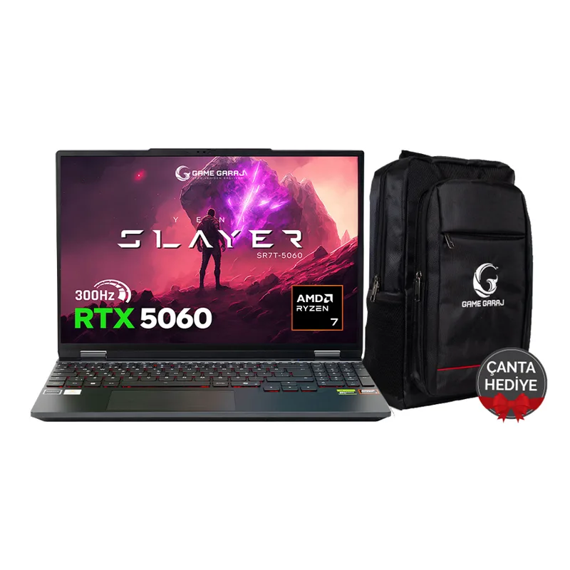 Game Garaj Slayer SR7T-5060 C6 AMD Ryzen 7 255 RTX5060 32GB RAM 1TB SSD 15.3'' QHD+ 300Hz FreeDos Oyuncu Laptop