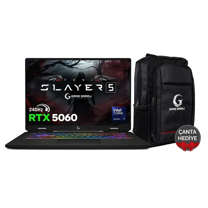 Game Garaj Slayer5 7XL-5060 Intel Ultra 7 255HX RTX5060 17" QHD+ 240Hz FreeDos Oyuncu Laptop
