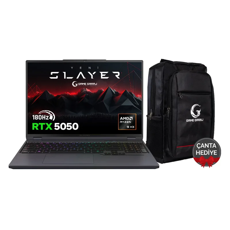 Game Garaj Slayer R9T-5050 AMD Ryzen 9 7845HX 16GB RAM 1TB SSD RTX5050 16" 180Hz QHD FreeDos Oyuncu Laptop