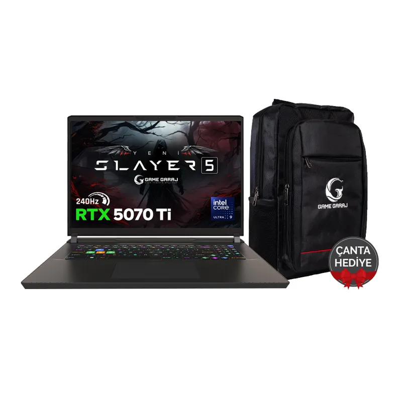 Game Garaj Slayer5 9XL-5070Ti Intel Ultra 9 275HX RTX5070Ti 17" QHD+ FreeDos 240Hz Oyuncu Laptop